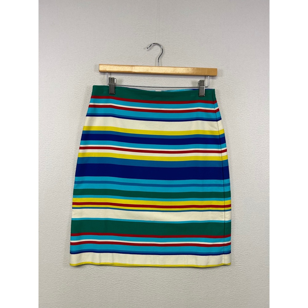 Talbots Rainbow Striped Preppy Womens 6P Multicolor Cotton Pencil Skirt